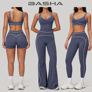 Großhandel Sport-BH & Shorts Set, ausgestellte Leggings, Nude Feel, gebürstetes Gym-Set, Tanktop und Hose, Damen 2-teiliges Yoga-Set - Product Image 2