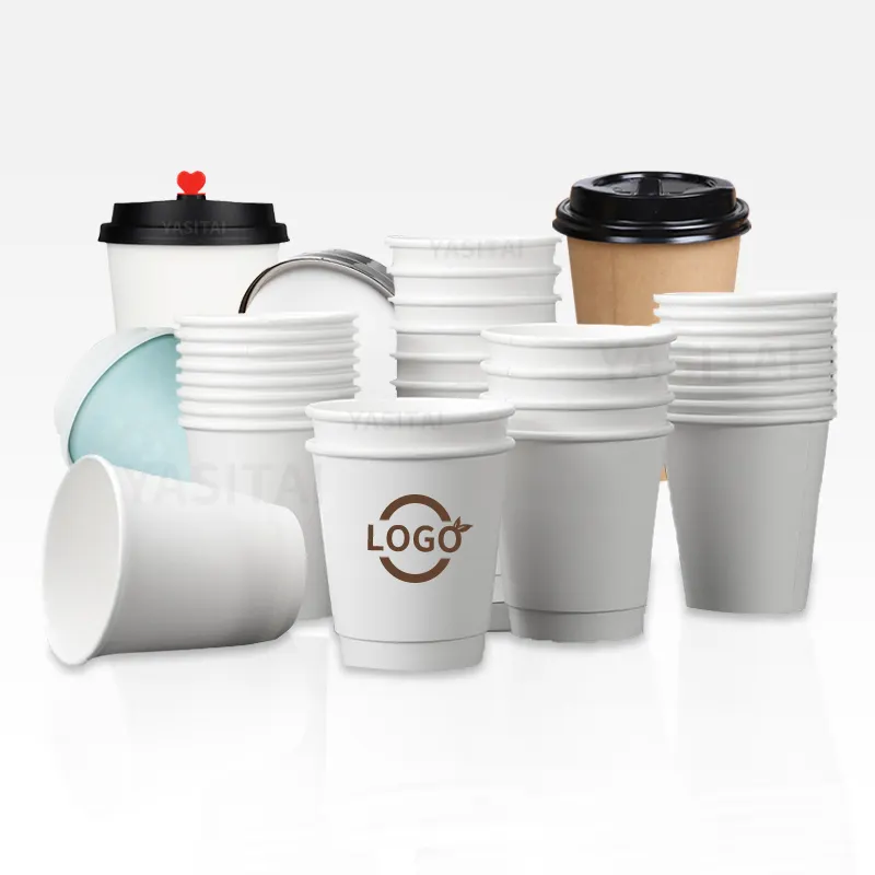 Fabbricazione di tazze da caffè con Logo stampato personalizzato 8oz 12oz 14oz 16oz 22oz bicchiere di carta per bevande calde con coperchi