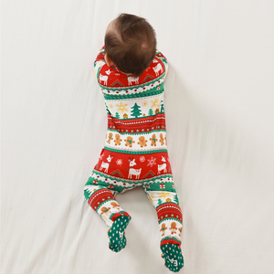 Combinaison de Noël personnalisée pour bébé, barboteuse à manches longues, pyjama de Noël zippé pour nourrisson, tenue pour tout-petit, grenouillère en bambou pour bébé - Product Image 2