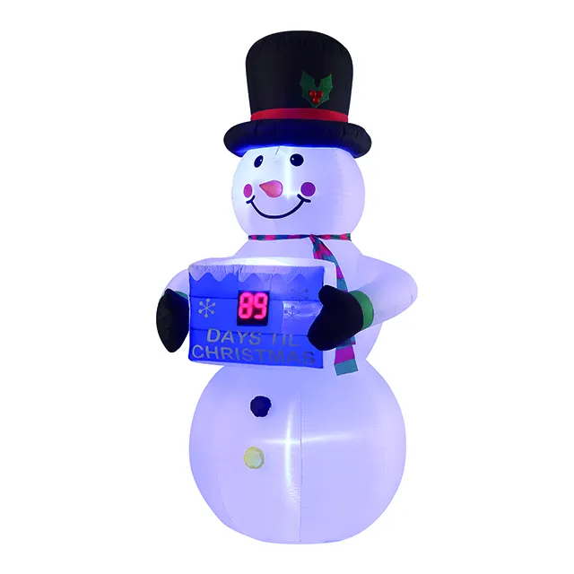 8FT Festival inflatables products big Inflatable christmas snowman with countdown sign