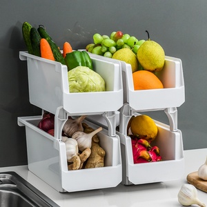 Stackable Household Kitchen Fruit and <b>Vegetable</b> Storage Rack Drawer Type Large Opening Miscellaneous Storage <b>Basket</b> - Product Image 5
