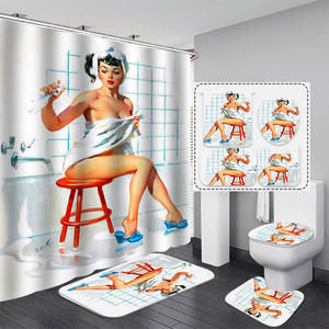 Cortina <span class=keywords><strong>de</strong></span> ducha Sexy Pretty Girl diseño <span class=keywords><strong>de</strong></span> <span class=keywords><strong>baño</strong></span>-Vintage Retro Pin Up niñas <span class=keywords><strong>baño</strong></span> <span class=keywords><strong>cortinas</strong></span> arte pintura decoración conjunto - Product Image 4