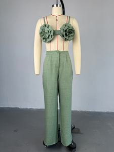 Tks 2026 Set da <span class=keywords><strong>Donna</strong></span> Chic con Design Floreale 3D, Top Senza Maniche e Pantalone Corto Dritto, Completo Boutique Streetwear in Due Pezzi - Product Image 6