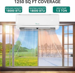 18000 BTU <b>Mini</b> Split <b>Air</b> <b>Conditioner</b> Cooling/Heating WiFi Enabled Ductless AC Compatible Alexa Class Energy - Product Image 2