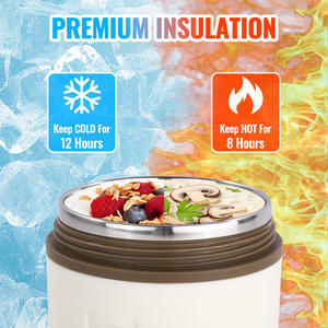 12oz Insulated Food Jar 304 Stainless Steel Vacuum Thermos with Foldable Spoon Leak Proof BPA Free for Hot Food <b>Soup</b> Oatmeal - Product Image 4