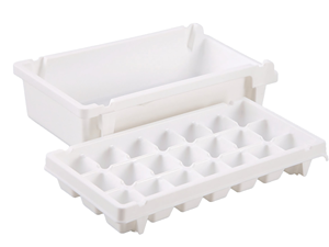 White <b>Plastic</b> Ice Cube Tray with <b>Lid</b> and 24 Compartments for Freezer Use - Product Image 1