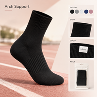 Chaussettes plates noires côtelées avec soutien de la voûte plantaire, respirantes, en maille, pour la course et l'athlétisme, avec gestion de l'humidité et maintien du talon