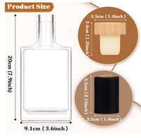 Bouteilles de vin carrées de 750 ml/25 oz avec couvercle, bouteilles de vin transparentes vides pour liqueur, vodka, brandy, whisky, bière, eau, soda