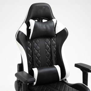 Chaise de jeu ergonomique 4D avec repose-pieds, aspect <span class=keywords><strong>siège</strong></span> sport, noir et blanc, cuir diamant de luxe, chaise longue <span class=keywords><strong>gamer</strong></span> pro, grande, nouvelle - Product Image 3