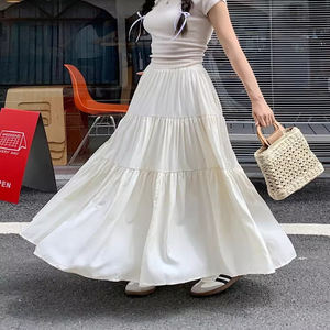Hot Selling Breathable Sweet Casual A-line High-Waisted <b>Pleated</b> <b>Skirt</b> for Women Solid Color Suitable Dress - Product Image 4