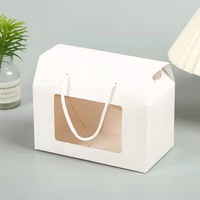 Boîtes à gâteaux personnalisées de haute qualité en papier blanc et brun avec couvercle transparent et poignée