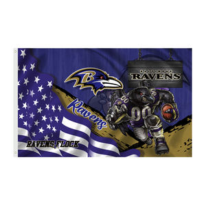Hochwertige 3 x5ft für NFL Sports Banner Custom Polyester Flagge für Baltimore Ravens Digital gedruckt Alle Fußball mannschaften - Product Image 1