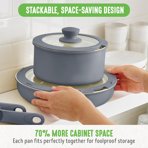 High Quality Cooking Pots Glass Lids Detachable Handles Dishwasher Oven Safe for Gas <b>Induction</b> Stoves Ceramic <b>Cookware</b> <b>Set</b> - Product Image 5