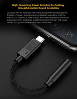 Adaptador de Audio KZ AM02 con Función de Ajuste de Efectos de Sonido de Grado Profesional Integrada, Decodificador Digital Portátil Tipo-C a 3.5mm