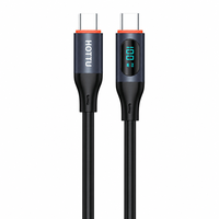 Kabel Pengisian Cepat 100W PD USB-C ke USB-C dengan Layar LED, Silikon & Paduan Aluminium untuk Ponsel, Tablet, Notebook, Mobil