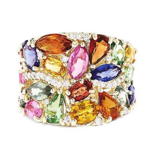 Bague de fiançailles en argent sterling 925 plaqué or jaune avec pierres précieuses colorées, sertie à griffes, certifiée IGI, pour mariage et anniversaire - Vente en gros - Product Image 4