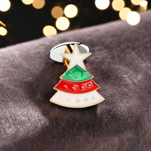 YINIメーカー卸売デザイナーカスタムヴィンテージメタルラインストーンファッションクリスマスツリーブローチピン女性用 - Product Image 5
