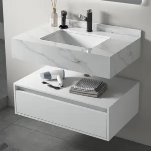 Lavatório retangular de mão para banheiro, lavatório de banheiro de luxo em formato quadrado, design sofisticado