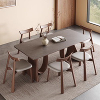 Table à manger en ardoise de style français vintage rétro, moderne et simple, en dalle de roche, pour la maison, petit appartement, démontable et assemblable