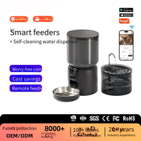 Ensemble distributeur automatique d'eau et de nourriture pour animaux de compagnie intelligent 4L avec caméra 1080P, contrôle par application et fontaine à eau filtrée 2,2L