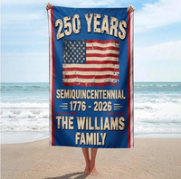 Serviette de plage drapeau américain 250e anniversaire 1776-2026 en microfibre ultra-fine, serviette de bain, vente chaude