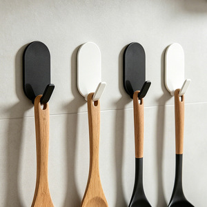 Wall Mounted Self Adhesive Hooks Rectangle Shape Heavy Duty Strong For Kitchen Bathroom Door <b>Clothes</b> <b>Storage</b> - Product Image 4