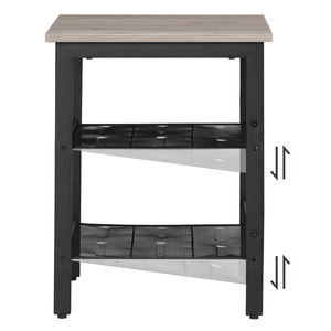 Table de chevet en bois facile à assembler, table d'appoint avec 2 étagères en maille réglables, table basse carrée pour salon - Product Image 5