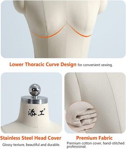 Forme de robe à coudre pour femmes, <span class=keywords><strong>Mannequin</strong></span> de grande taille <span class=keywords><strong>sur</strong></span> roues, <span class=keywords><strong>Mannequin</strong></span> à broche complète avec épaules amovibles magnétiques - Product Image 3