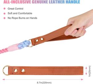 Nuovo guinzaglio per cani in tessuto di colore Macaron 5 piedi e 5 piedi con manico in pelle - Product Image 3
