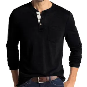 Camiseta informal de cuello redondo con estampado de letras y logotipo personalizado, camiseta de manga larga con palo en el hombro, diseño de dos piezas Fa-Ke, camiseta 100% algodón para hombre