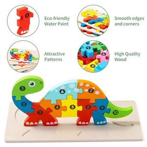 Nuevo Diseño, 22 Estilos, Rompecabezas de Madera 3D de Dinosaurios, Juego de Rompecabezas de Animales Educativos - Product Image 2