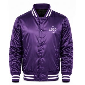 Purple <b>Men's</b> Satin <b>Jacket</b> Solid Color Custom Logo Satin Casual Wear Outerwear Regular Fit Comfortable Satin <b>Jacket</b> For <b>Men</b> - Product Image 1