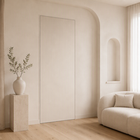 Porte invisible minimaliste moderne, finition crème beige, prix direct usine pour hôtels et hôpitaux