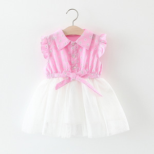 Robes de fête indiennes fantaisie pour enfants, avec col à revers et jupe blanche en dentelle rose, pour filles, disponibles en ligne auprès d'un fournisseur chinois - Product Image 1