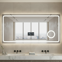 Miroir de salle de bain rectangulaire à LED, miroir de maquillage éclairé anti-buée à intensité réglable avec interrupteur tactile, fixation murale