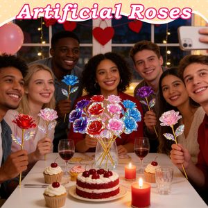 Roses artificielles en soie Galaxy 24K, 8 cm, faites à la main, durables, roses éternelles, cadeaux pour femmes, filles, fête des mères, Saint-Valentin - Product Image 5
