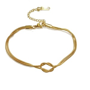 Double Layer Knotted Snake Chain Bracelet Gold Silver Color Unisex Jewelry Gift Zinc Alloy Mesh <b>Circle</b> Design - Product Image 3