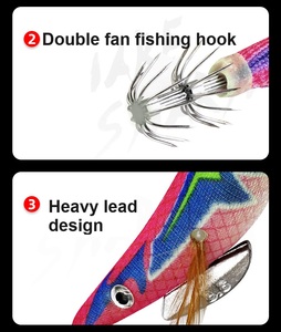 Nuevo anzuelo de calamar <span class=keywords><strong>Egi</strong></span> 2,5/3,0/3,5 # señuelo de pesca de camarón de madera aguja de pulpo sepia cebo de calamar Jigging luminoso Artificial - Product Image 3