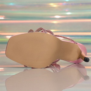 Sandalias de Tacón Alto con Pedrería y Flores para Niñas, Diseño XSD, Cierre Deslizante, Tacones Finos para Vestidos de Verano - Product Image 6