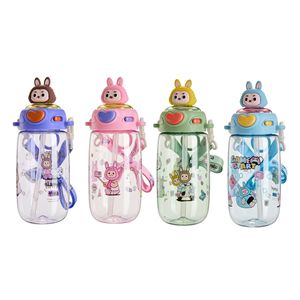 ขวดน้ำเด็กพร้อมหลอดดูดแบบพับได้ ปลอดสาร BPA ลายการ์ตูน สำหรับเด็กใช้ในโรงเรียน - Product Image 4