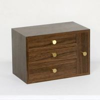Mini armoire minimaliste en bois, boîte de rangement de bureau avec tiroir, finition noyer, petite boîte organisatrice pour la maison et le bureau
