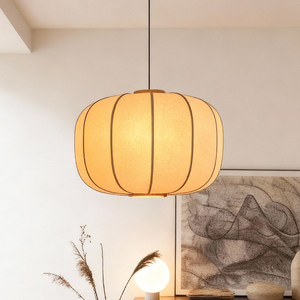 Lámpara colgante de estilo chino, bombilla redonda E27 de ahorro de energía para dormitorio, estudio, comedor, decoración Zen para sala de té - Product Image 1