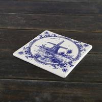 Assiette en porcelaine bleue de Delft vintage 1975 - Royal Delft - avec décoration peinte à la main - Moulin à vent