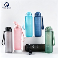 Bouteille de sport de 1000 ml avec marquages de temps clairs, couvercle et paille, portable pour la salle de sport, les voyages, la randonnée, l'école et le bureau