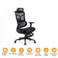 Chaise de bureau ergonomique de luxe à dossier haut, support lombaire réglable, appui-tête 3D, accoudoirs réglables en hauteur, design moderne en aluminium