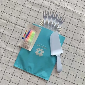 Verjaardagstaart bord mes en vork set wegwerp taart servies combinatie <span class=keywords><strong>plastic</strong></span> taartmes en vork bord - Product Image 5