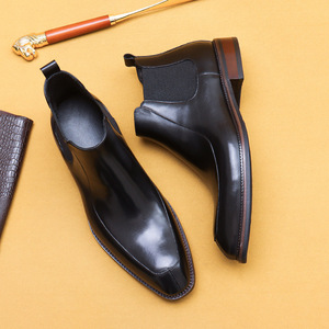 Chaussures montantes pour hommes en cuir véritable, à lacets, à semelle épaisse, doublées polaire, style britannique, pour l'hiver, décontractées et habillées - Product Image 3