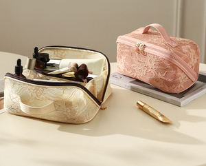 Luxury Lace <strong>Cosmetic</strong> <strong>Bags</strong> Travel Makeup Organizer <strong>Bag</strong> with Zipper Closure Customized Mesh Makeup <strong>Bag</strong> for Women Girls - Product Image 1