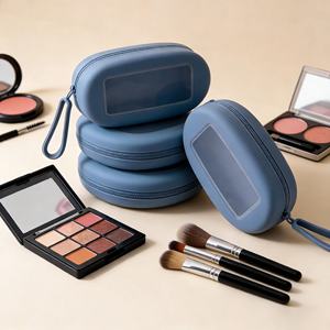 Pochette de voyage simple en silicone, couleur macaron, fermeture éclair lisse, étanche, pour cosmétiques - Product Image 5