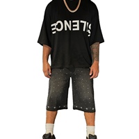 Oem Custom Short en jean pour hommes Streetwear Y2K Crystal Loose Baggy Vintage Rhinestone Denim Shorts